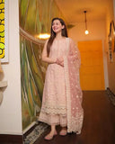 3 Piece Unstitched Heavy Embroidered Lawn Suit ( Fully Embroidered Organza Dupatta )LM-54