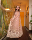 3 Piece Unstitched Heavy Embroidered Lawn Suit ( Fully Embroidered Organza Dupatta )LM-54