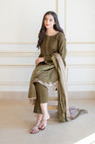 3 Piece Unstitched Embroidered Dhanak Fabric AS-10