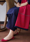 3 Piece Unstitched Embroidered Dhanak Fabric With wool shawl