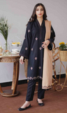 3 Piece Unstitched Embroidered Dhanak Fabric With wool shawl
